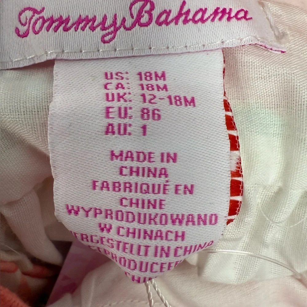 NWT Tommy Bahama Linen Blend Sun Dress Girls 18m Tropical Flowers Bird Butterfly